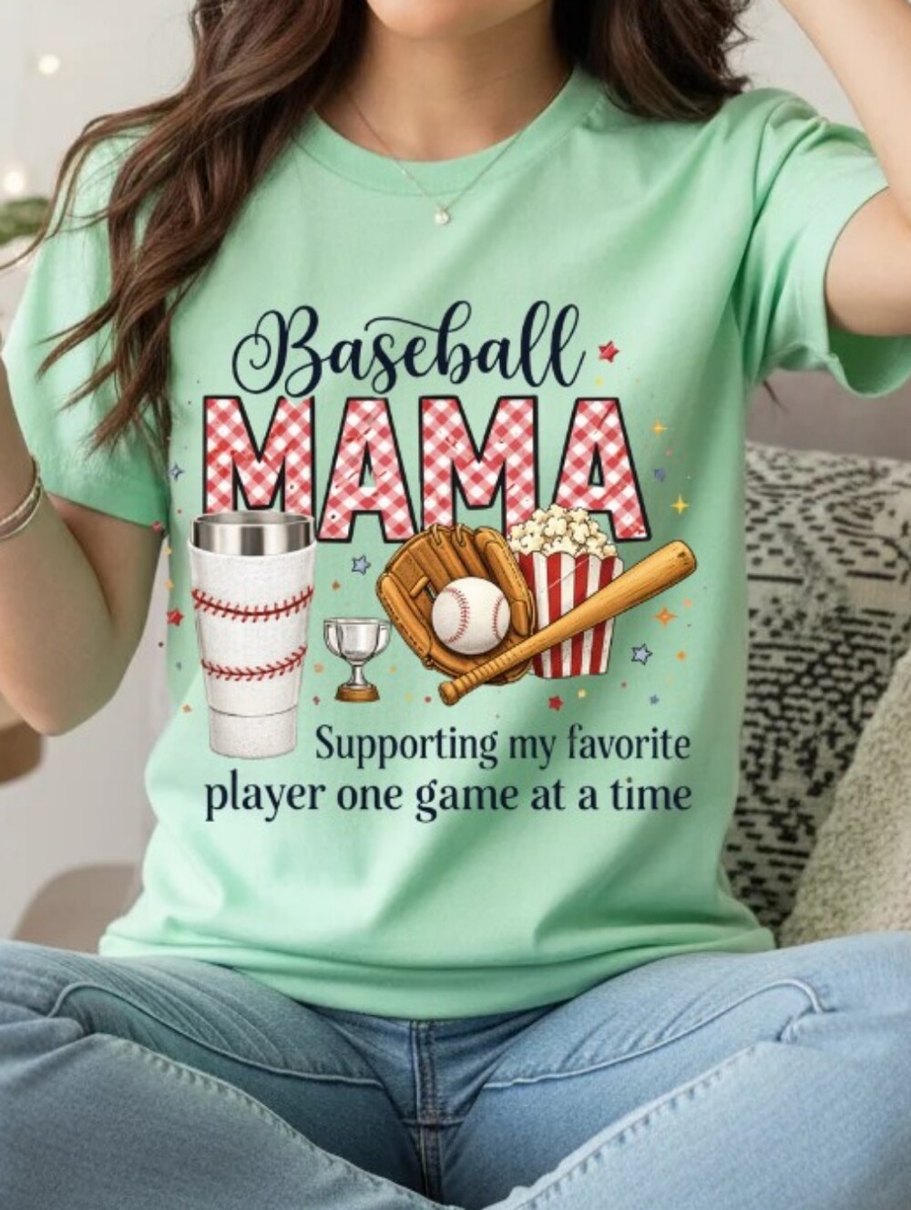 Gildan Mint Green "Baseball Mama" Short Sleeve Tee